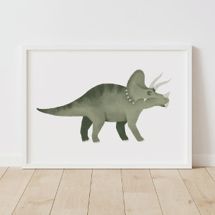 Grüner Triceratops-Dinosaurier-Kinderzimmerposter Poster