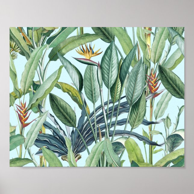 Grüner Tropischer Dschungel Banana Tree Strelitzia Poster (Vorne)