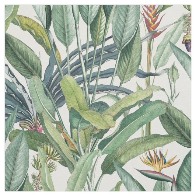 Grüner Tropischer Dschungel Banana Tree Strelitzia Stoff (Muster)