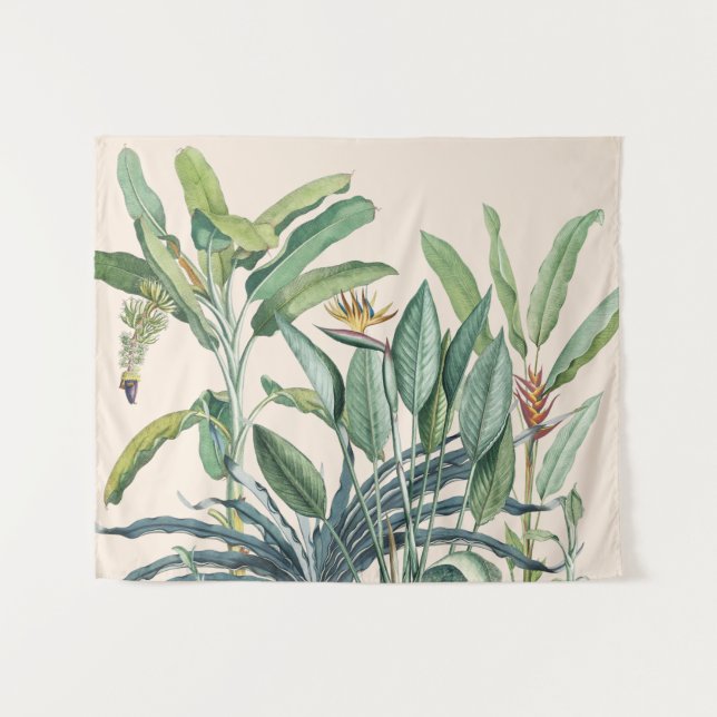Grüner Tropischer Dschungel Banana Tree Strelitzia Wandteppich (Vorderseite (Horizontal))