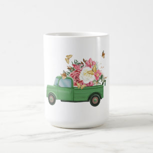 Grüner Truck Keramik-Tasse Behälter Florale Schmet Kaffeetasse