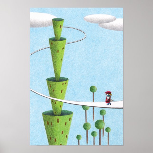 Grüner Turm und ein Briefträger. Poster (Vorne)