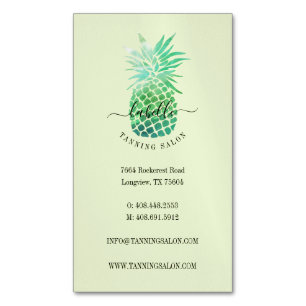 Grüner u. aquamariner Watercolor-tropische Magnetische Visitenkarte