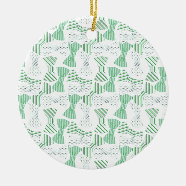 Grüner und blauer Bogen-Krawatten-Entwurf BOWTIES Keramik Ornament (Vorne)