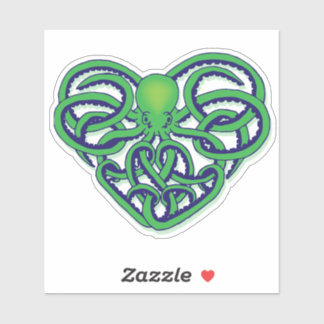 Grüner und blauer Stammpuls Octopus Tattoo Design  Aufkleber