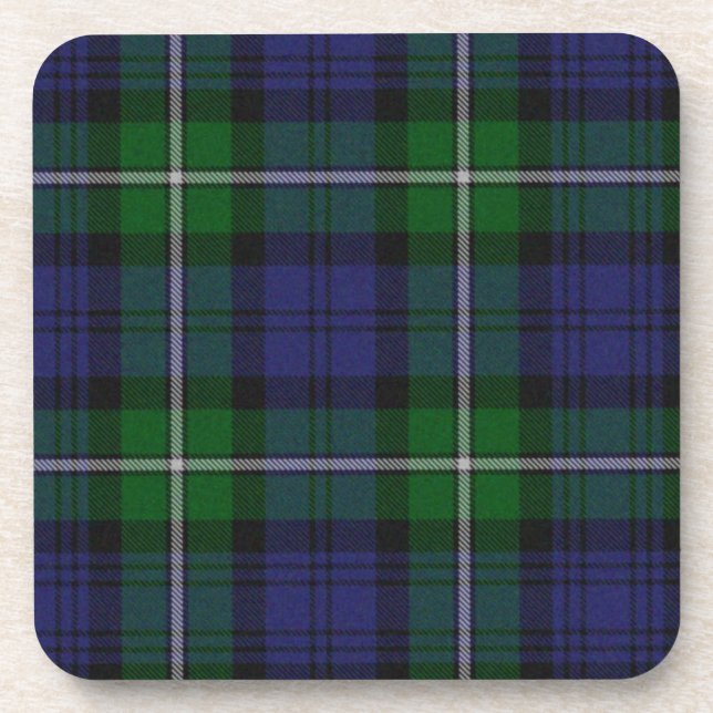 Grüner und blauer Tartan-karierter Untersetzer (Vorderseite)