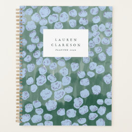 Grüner und blauer Wasserfarben-Blumenplaner Planer