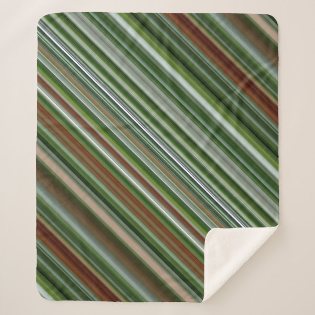 Grüner und brauner Streifen Sherpadecke (Vorderseite)