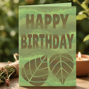 Grüner und brauner texturierter Natur-Geburtstag  Karte