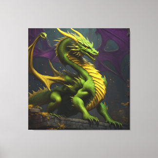 Grüner und gelber Drache Leinwanddruck