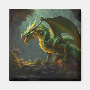 Grüner und gelber Drache Magnet