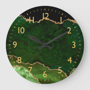 Grüner und goldener Marmor-Achat Große Wanduhr