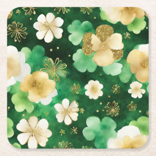 Grüner und goldener St. Patrick's Day Shamrock Rechteckiger Pappuntersetzer
