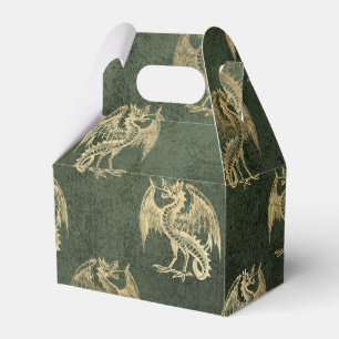 Grüner und goldener Vintage-Drache Geschenkschachtel