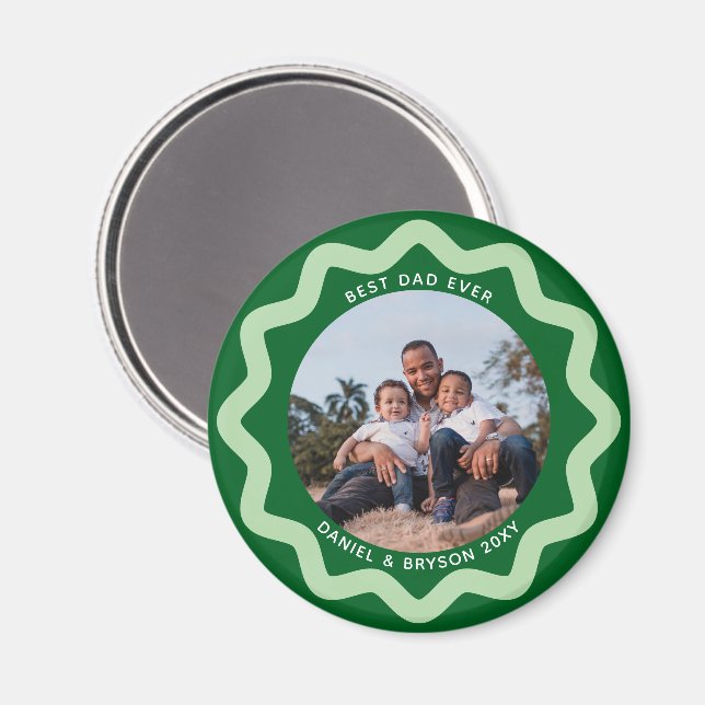 Grüner und mintfarbener welliger Kreis-Fotorahmen  Magnet (Vorderseite/Rückseite)