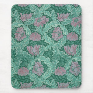 Grüner und roter Kranzmuster (von William Morris) Mousepad