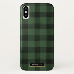 Grüner und schwarzer Büffel-Karo-Muster Case-Mate iPhone Hülle