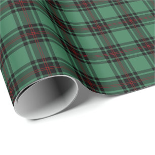 Grüner und schwarzer Pfeifen-Bezirkalter Tartan Geschenkpapier