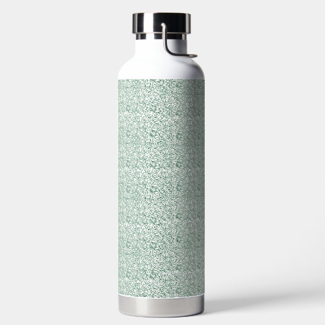 grüner und weißer Hintergrund mit kleinen Blätter Trinkflasche (links)
