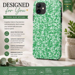 grüner und weißer Hintergrund mit kleinen weißen P Case-Mate iPhone Hülle