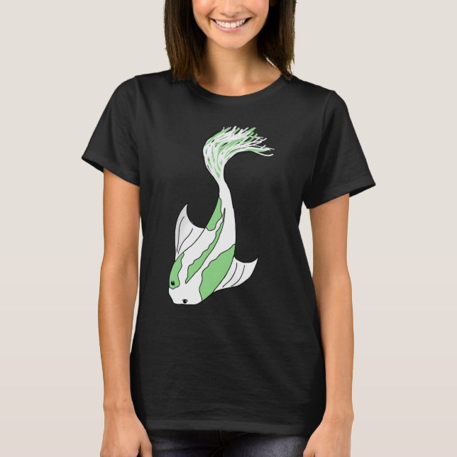 grüner und weißer Koi-Fisch T-Shirt (Vorderseite)