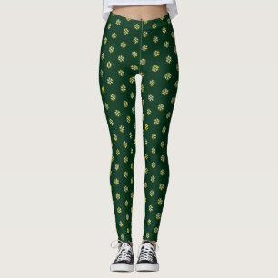 Grüner Urlaub Moderne Goldfolie Weiße Schneeflocke Leggings