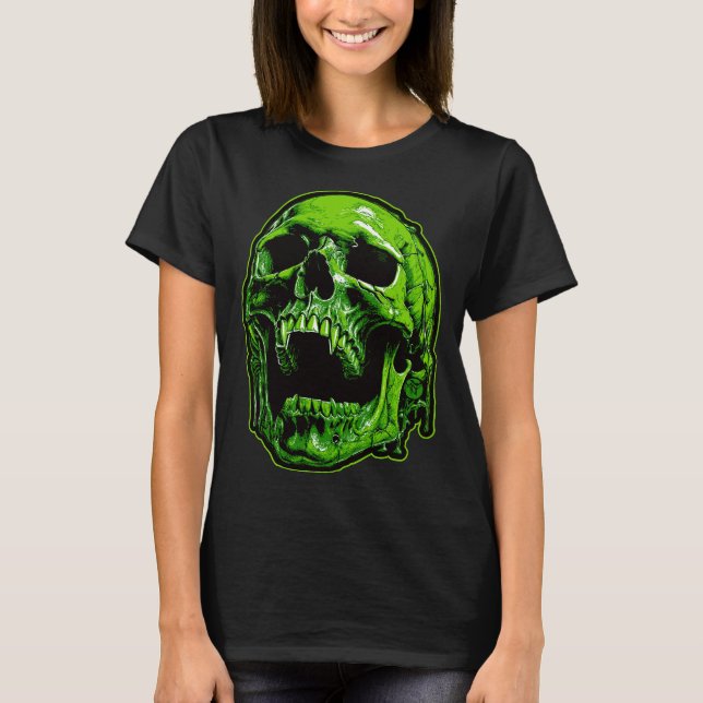 Grüner Vampirschädel T-Shirt (Vorderseite)
