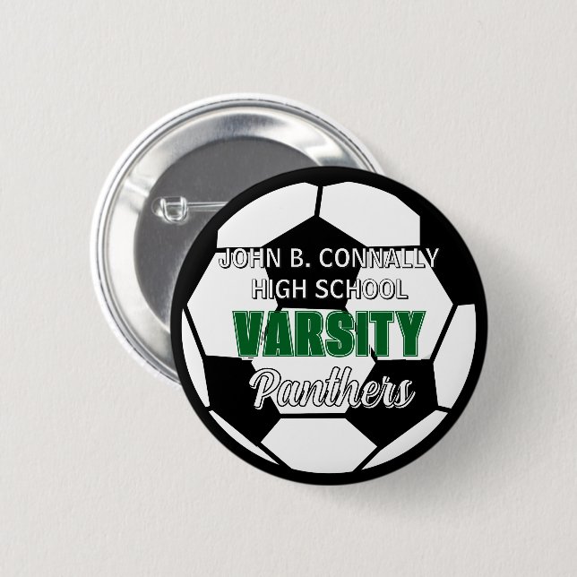 Grüner Varsity-Fußball-Schulspirit Custom Button (Vorne & Hinten)