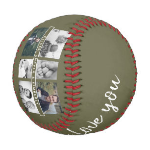 Grüner Vater mit Kindern und Foto von Vätern Baseball