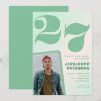 Grüner Verlauf 27. Geburtstag Einladungen Boy Foto