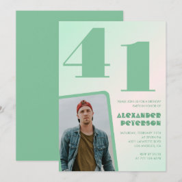 Grüner Verlauf 41. Geburtstagseinladungen Junge Fo Einladung
