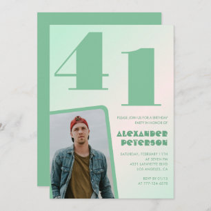 Grüner Verlauf 41. Geburtstagseinladungen Junge Fo Einladung