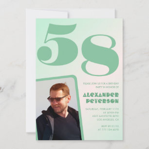 Grüner Verlauf 58. Geburtstag Einladungen Boy Foto