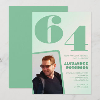 Grüner Verlauf 64. Geburtstag Einladungen Boy Foto