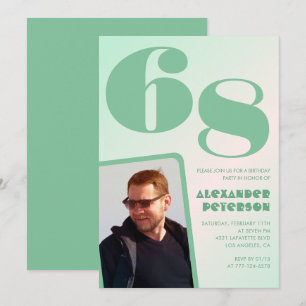 Grüner Verlauf 68. Geburtstag Einladungen Boy Foto