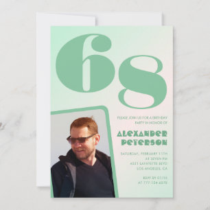 Grüner Verlauf 68. Geburtstag Einladungen Boy Foto