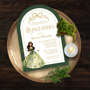 Grüner verzauberter Wald 15. Quinceanera Geburtsta Einladung