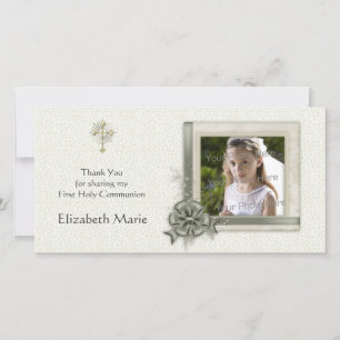 Grüner, Verzierter Rahmen, Religiöse Fotokarte Dankeskarte