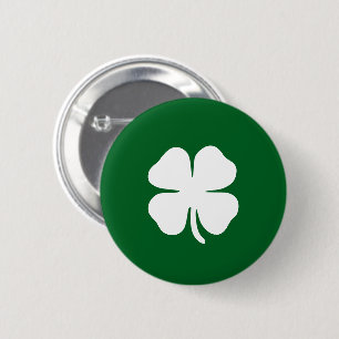 Grüner vierblättriger Kleeblatt Glücks-Irisch Button