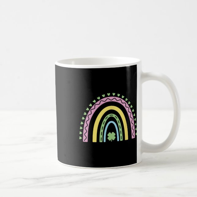 Grüner vierblättriger Kleeblatt-Regenbogen St. Pat Kaffeetasse (Rechts)