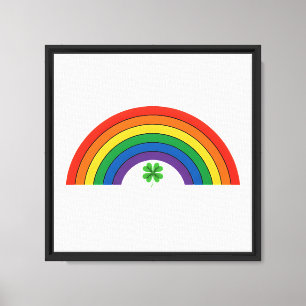 Grüner vierblättriger Kleeblatt-Regenbogen St. Pat Leinwanddruck