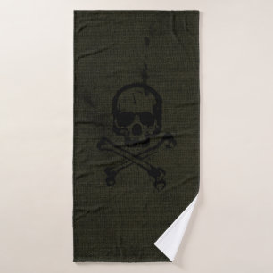 Grüner Vintage-Grunge-Totenkopf-Halloween Badhandtuch Set