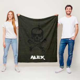 Grüner Vintage-Grunge-Totenkopf-Halloween Fleecedecke