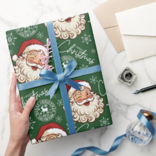 Grüner Vintage-Santa Nordpol-Weihnachten nach Weih Geschenkpapier