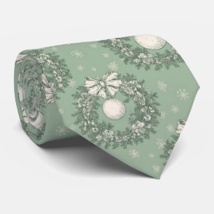 Grüner Vintage-Toile-Weihnachtskranz (1) Krawatte