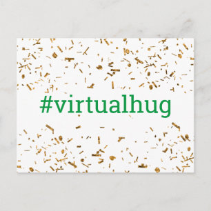 Grüner virtueller Umarmungs-Hashtag Gold-unechtes Postkarte