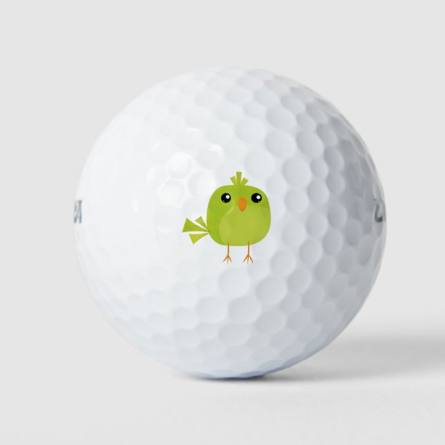 Grüner Vogel Cartoon Golfball (Vorderseite)