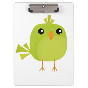 Grüner Vogel Cartoon   Klemmbrett