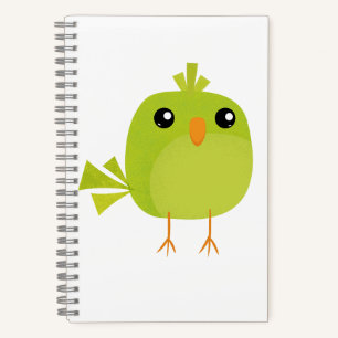 Grüner Vogel Cartoon Notizbuch