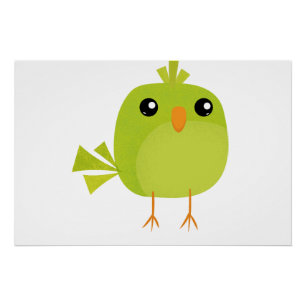 Grüner Vogel Cartoon Poster